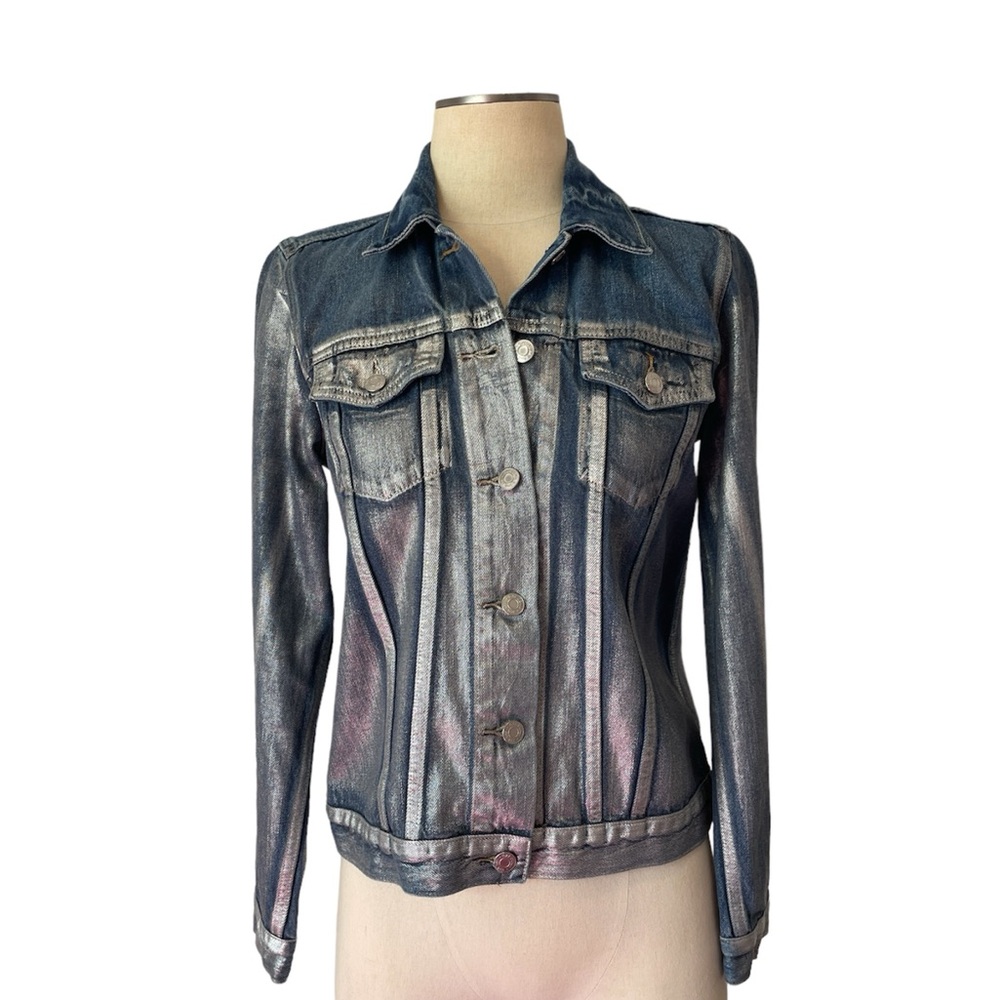 Gap metallic denim silver jean jacket size small